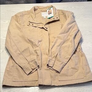 Vintage X America Women’s XL Tan Canvas Anorak Jacket with Front Pockets